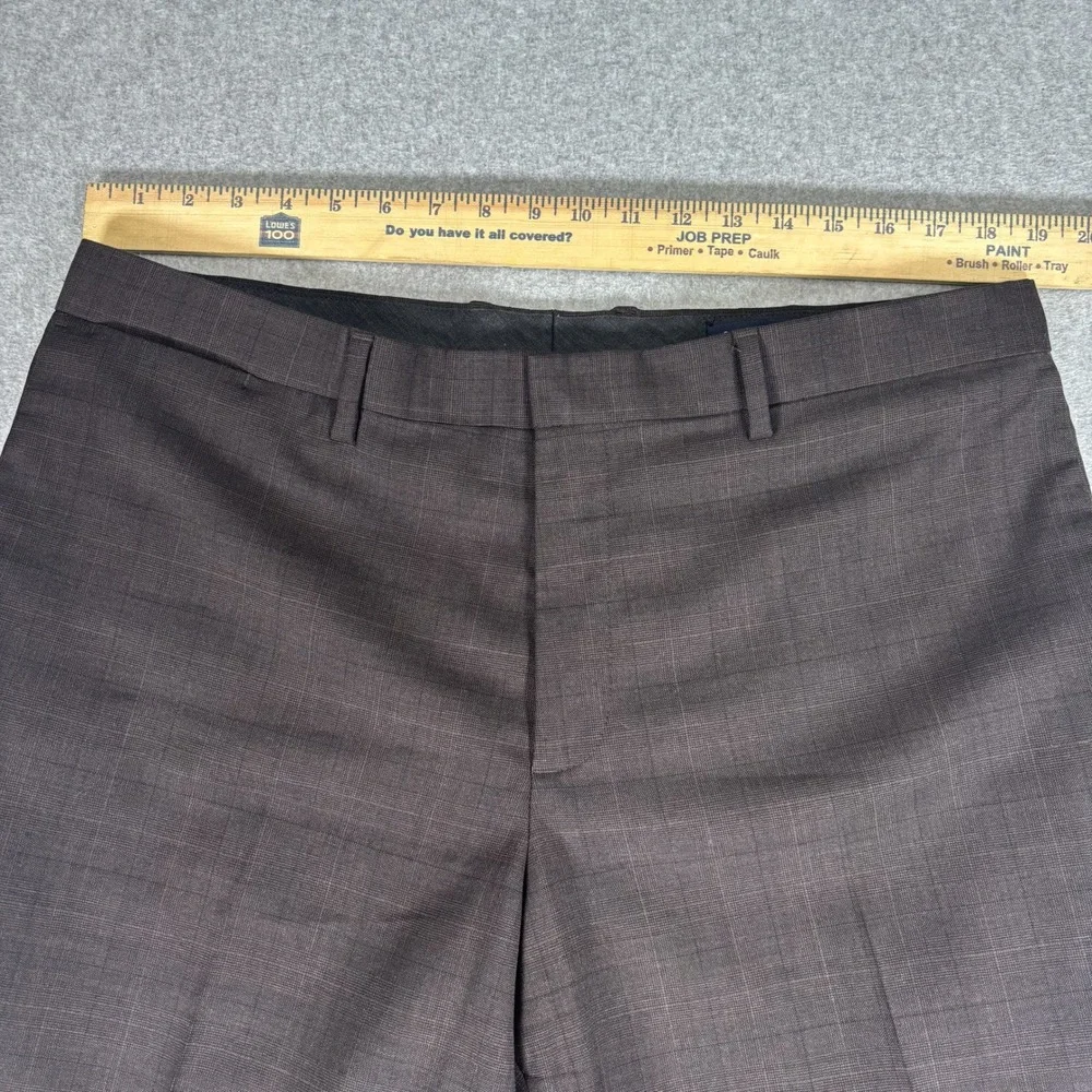 Banana Republic Dress Pants Mens 36x30 Brown Wool Blend Classic Fit Plaid